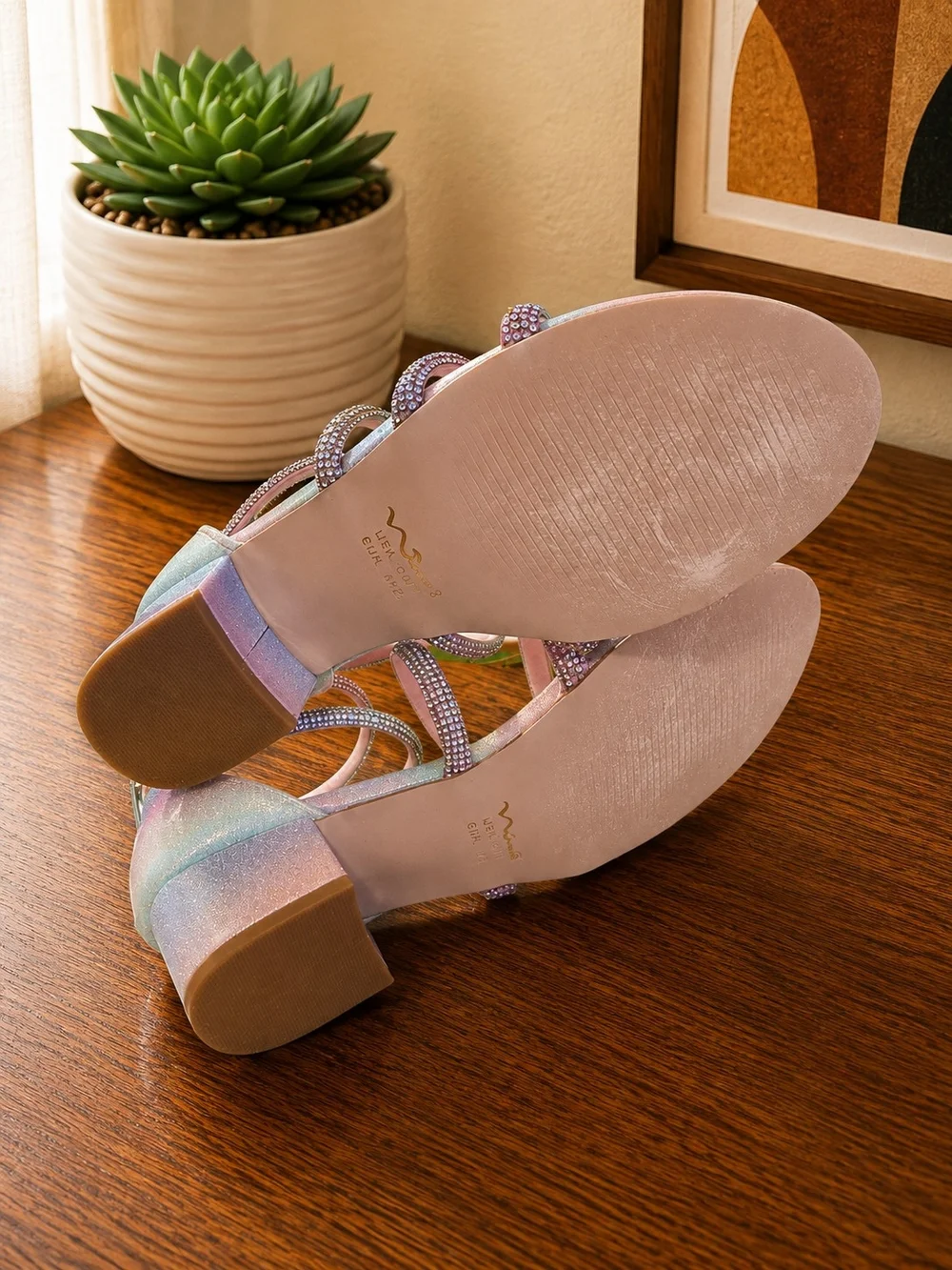 Nina Kids Sparklar Pastel Rainbow Rhinestone Dress Sandals  Kids Size 5M